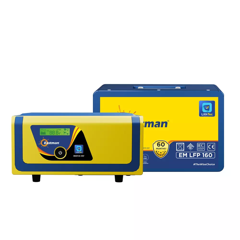 Eastman HUPS Lith Tech Combo 850VA/12V Square Wave Inverter with 100Ah Lithium Battery, EM-LFP-160